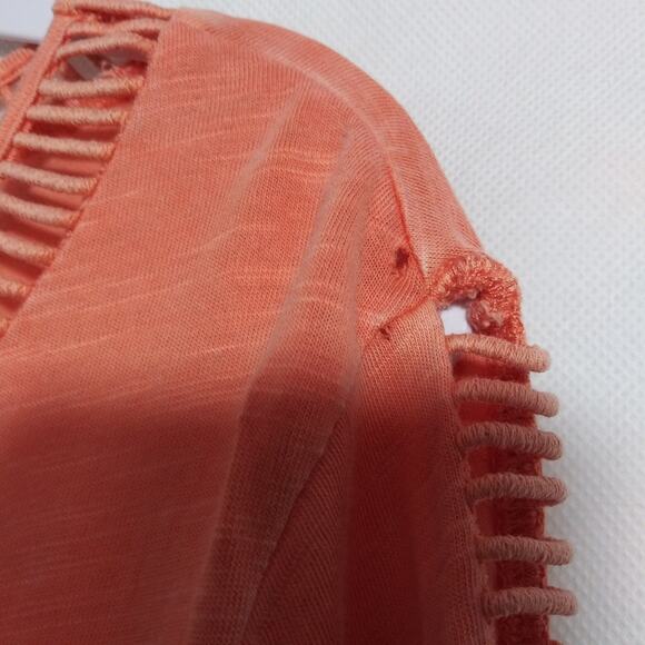 Soft Surroundings Orange Slub Knit Long Sleeve Lattice Trim Top Size 2X - Picture 7 of 7